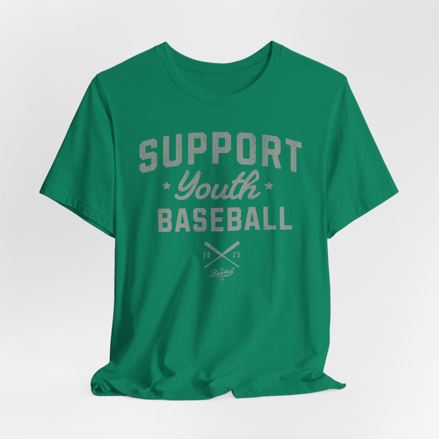 Support Youth Baseball_Silver Gray Print T-Shirt