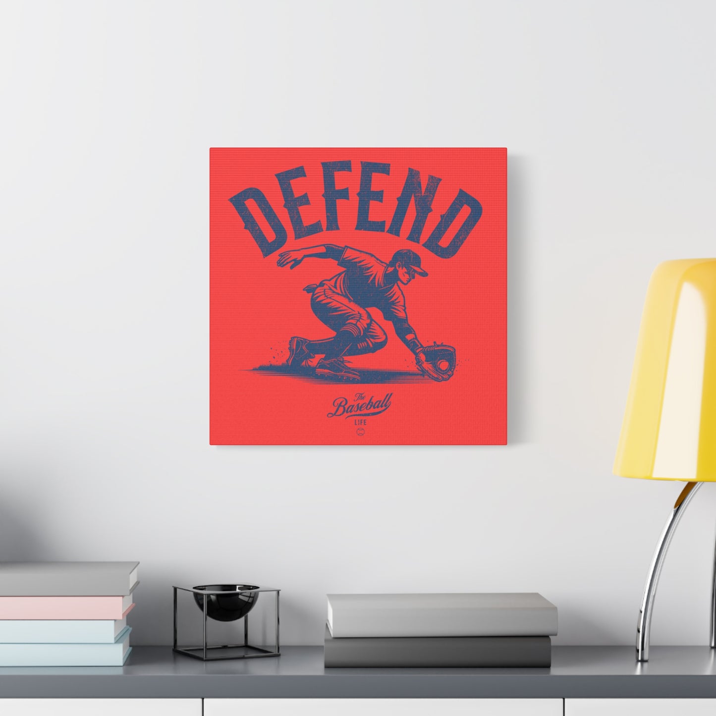 Defend Infielder Wall Art Canvas_Coral Red