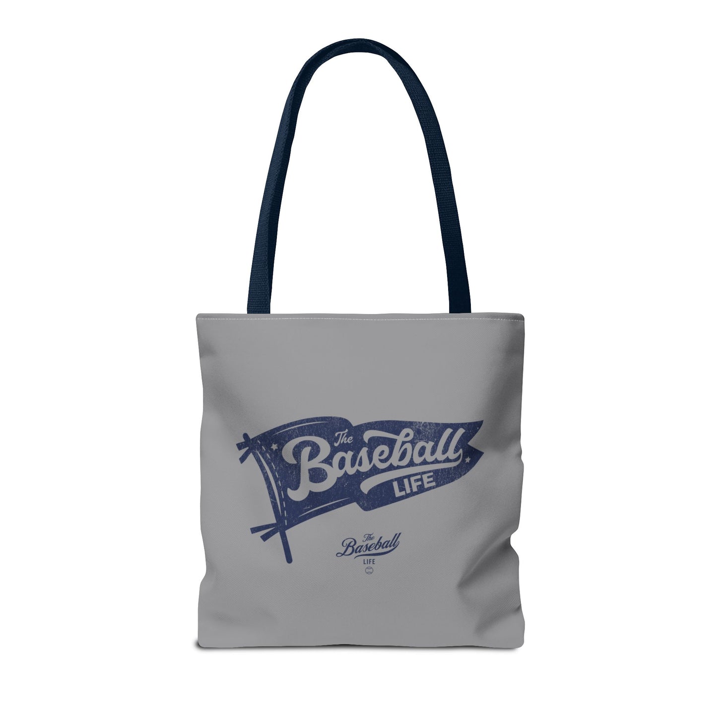 Vintage Pennant Tote Bag_Navy Print on Medium Gray