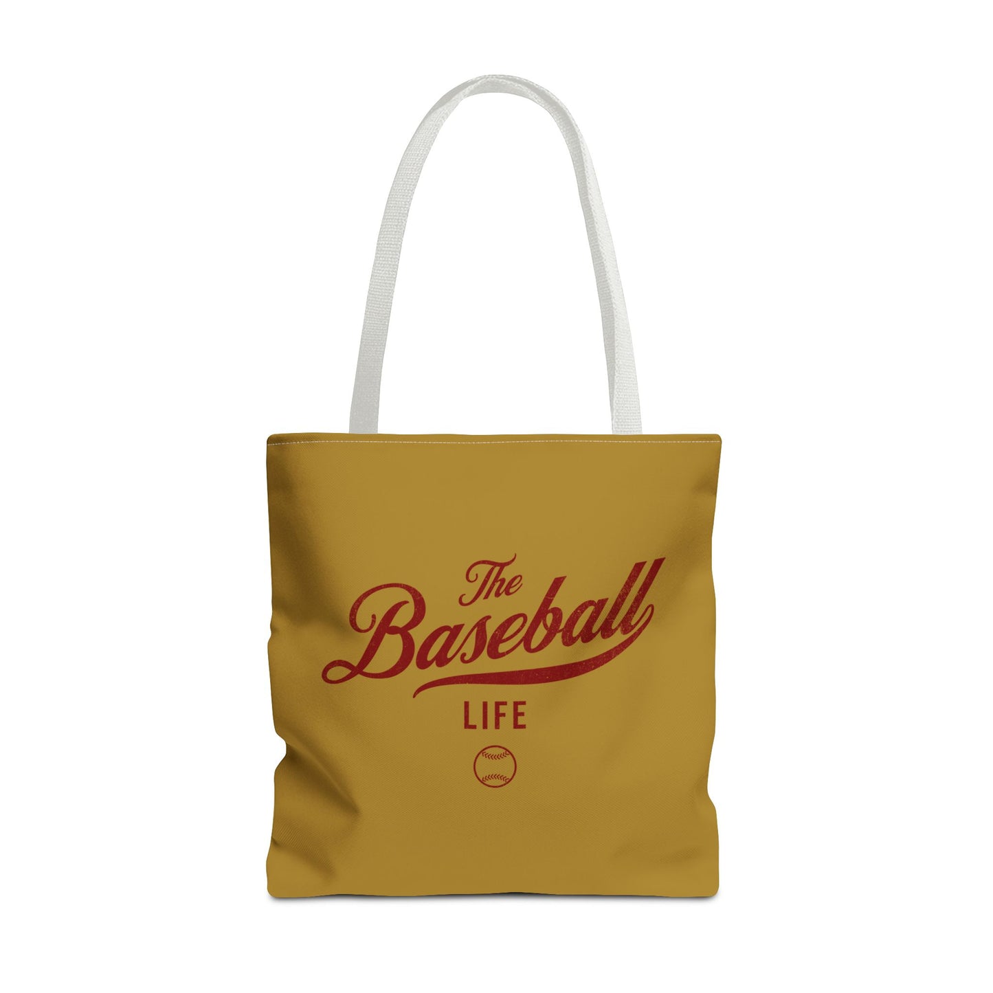 The Baseball Life Tote Bag_Old Gold w Maroon Print