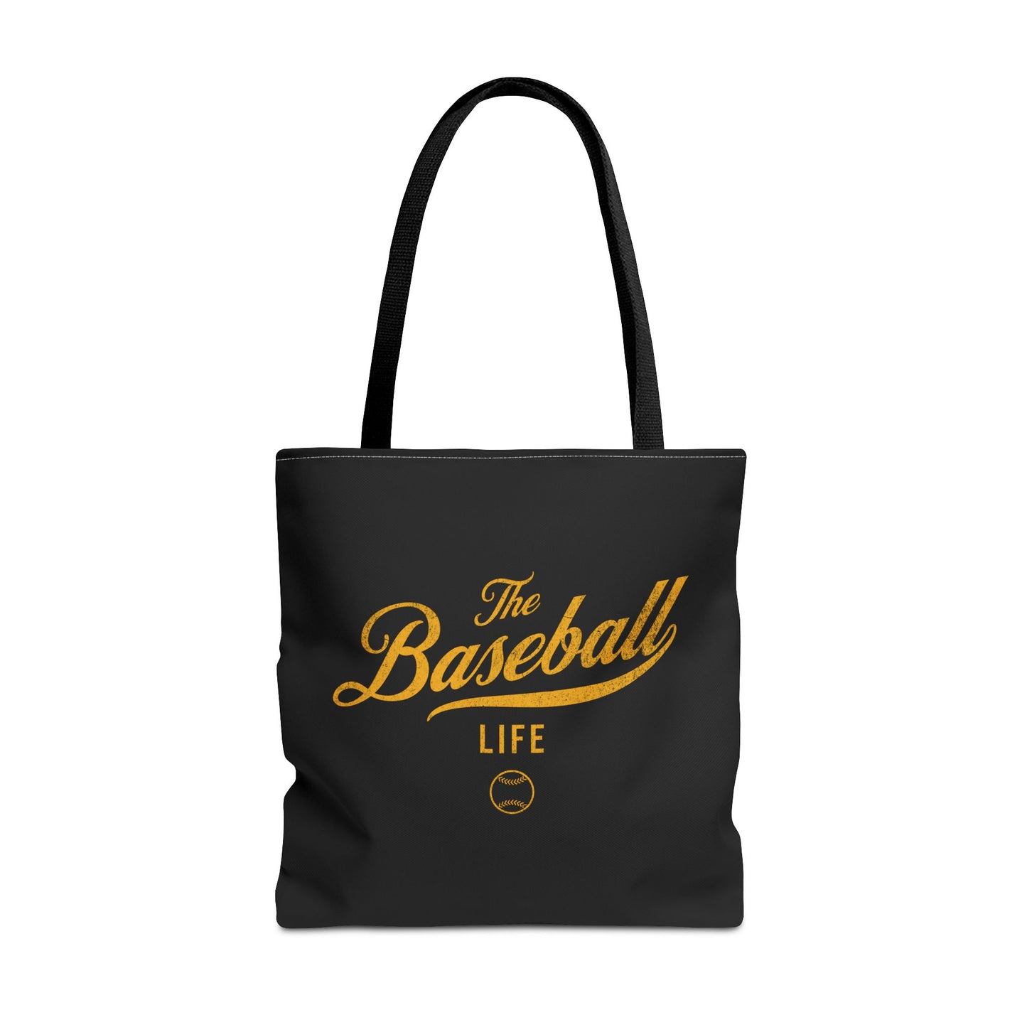 The Baseball Life Tote Bag_Black w Yellow Gold Print