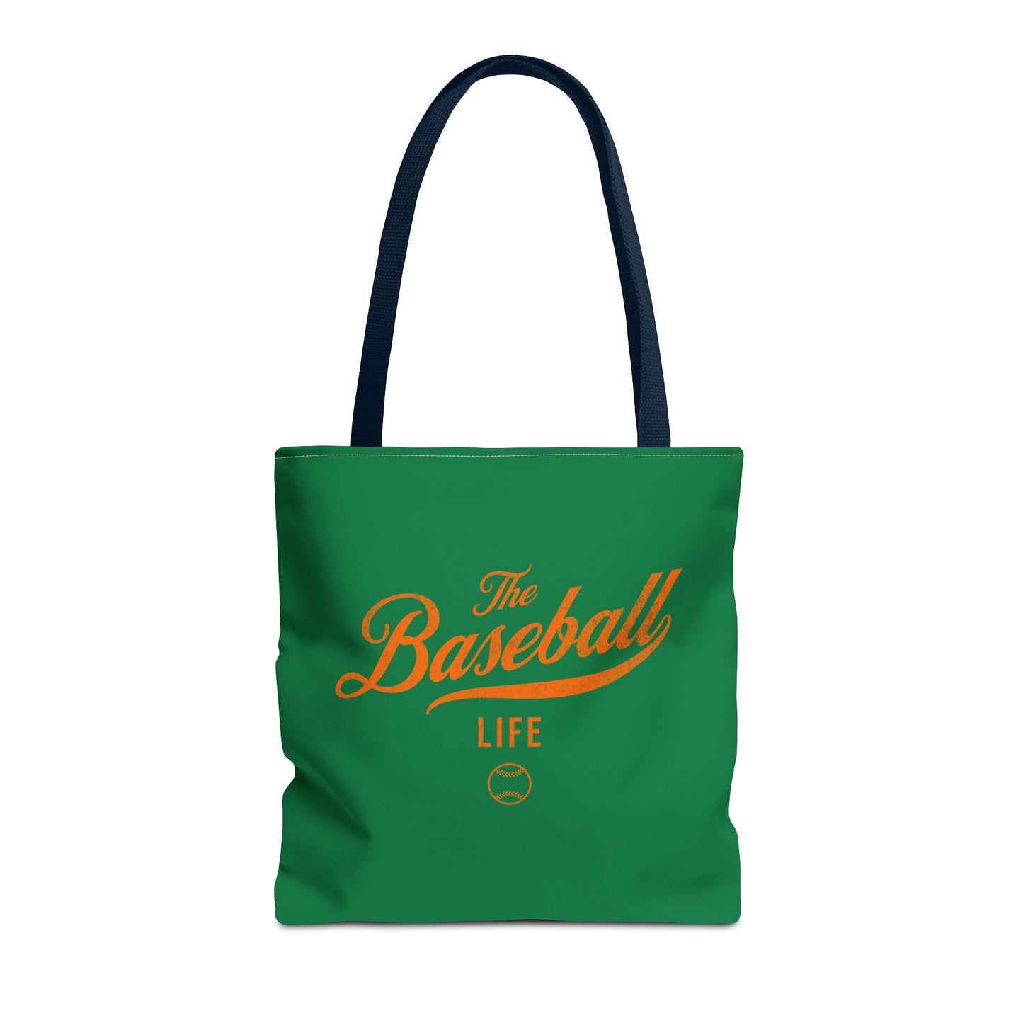 The Baseball Life Tote Bag_Green w Orange Print