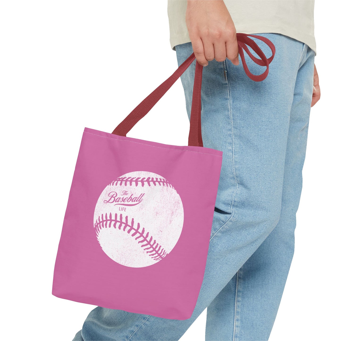 Weathered Baseball Tote Bag_Bubble Gum