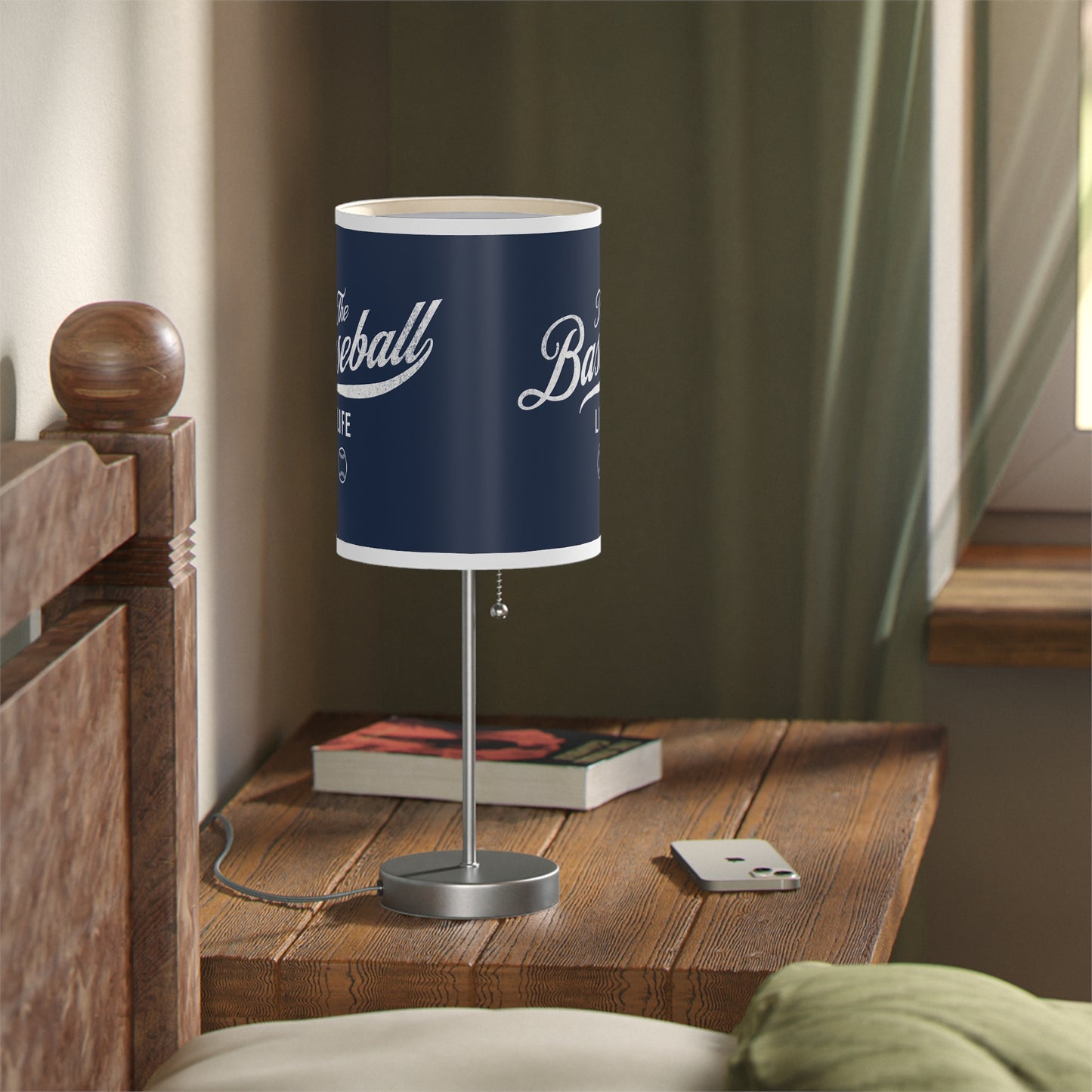 Table Lamp_Navy w White Print