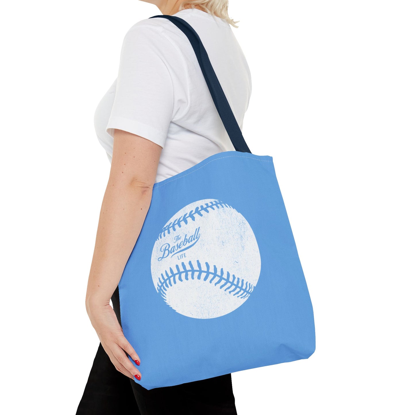 Weathered Baseball Tote Bag_Carolina Blue
