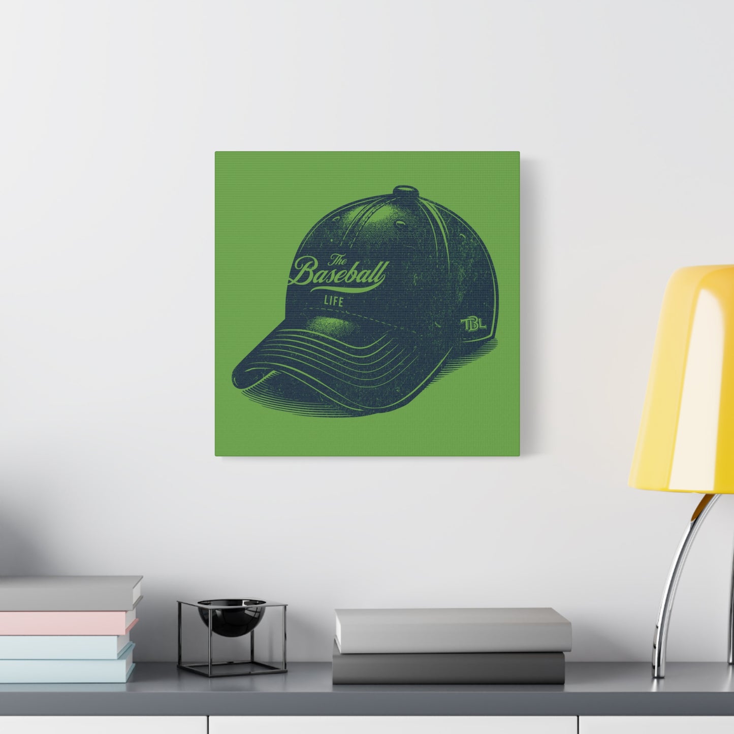 The Baseball Life Ball Cap Wall Art Canvas_Grass Green