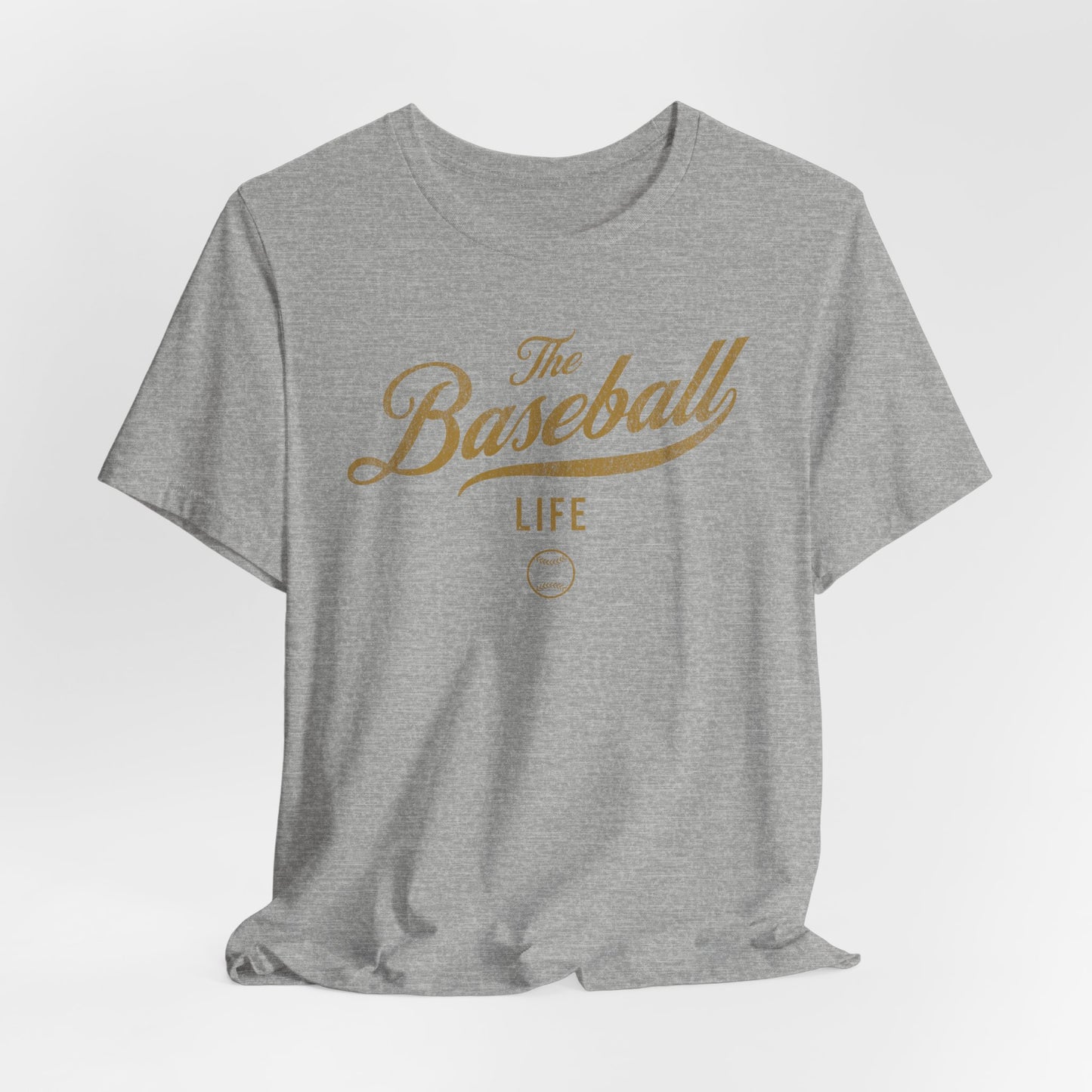 The Baseball Life Classic Script T-Shirt _Old Gold Print