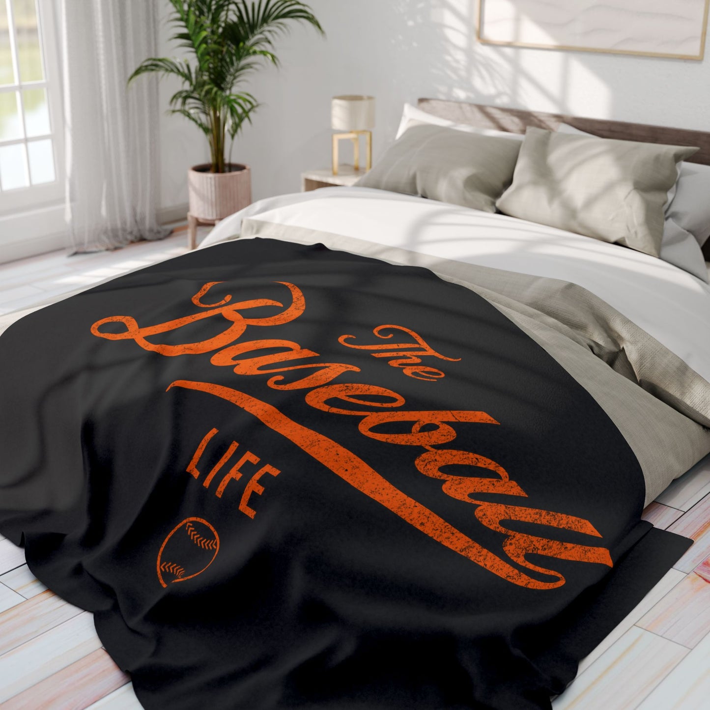 Fleece Blanket_Black w Orange Print