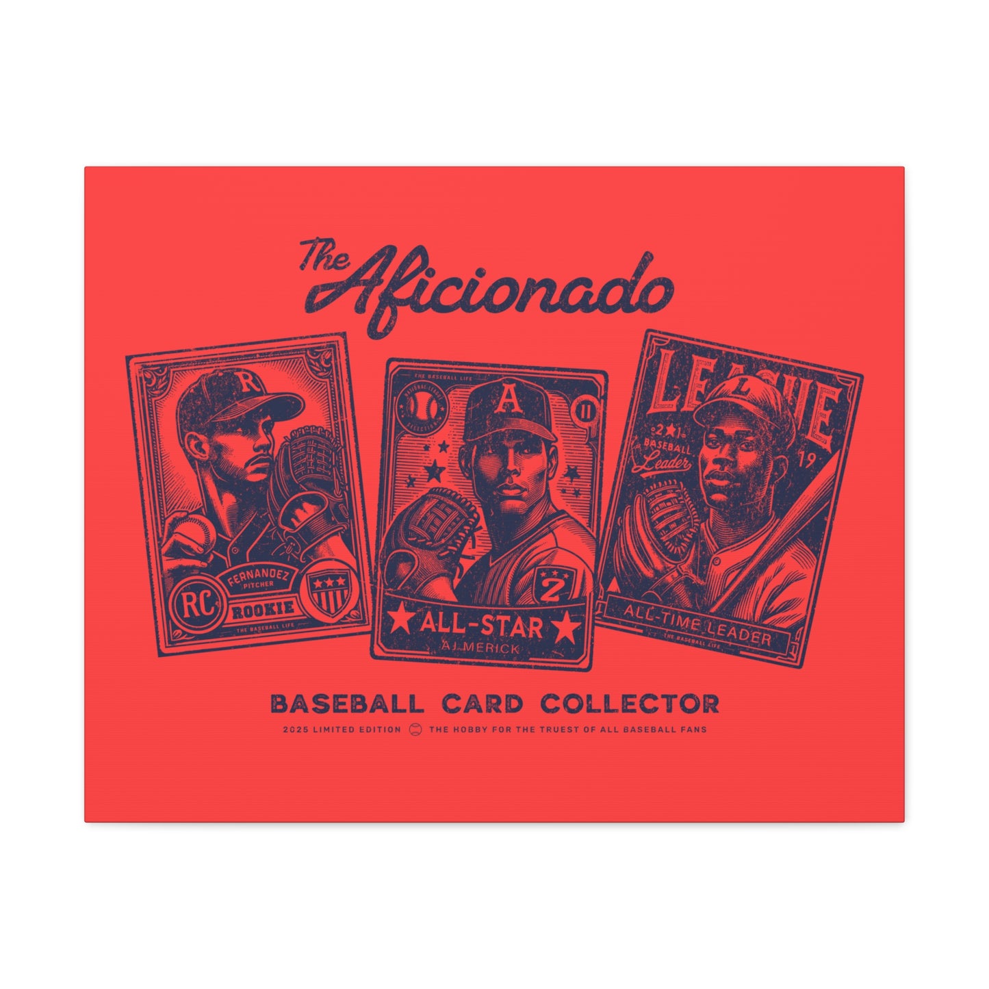 The Aficionado Baseball Card Collector Wall Art Canvas_Coral Red