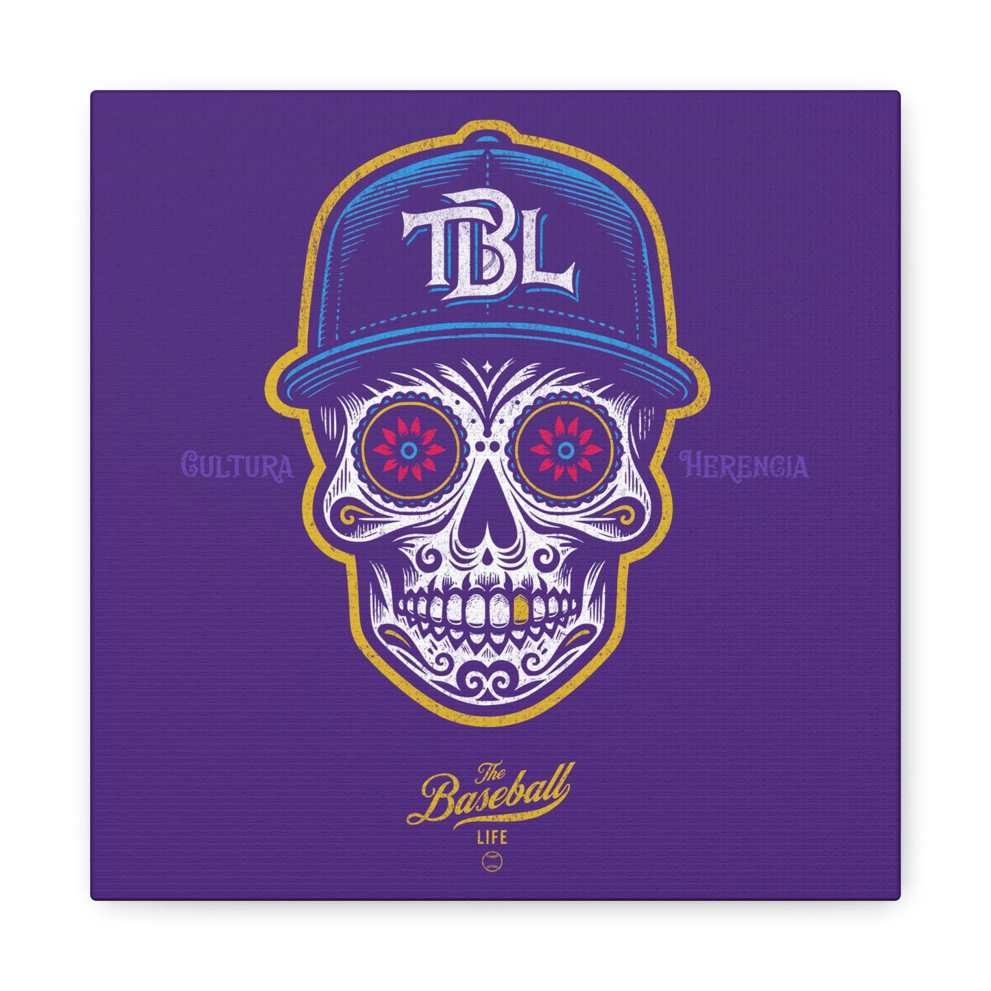 Beisbol Sugar Skull Series_Player 1 Wall Art Canvas_Purple
