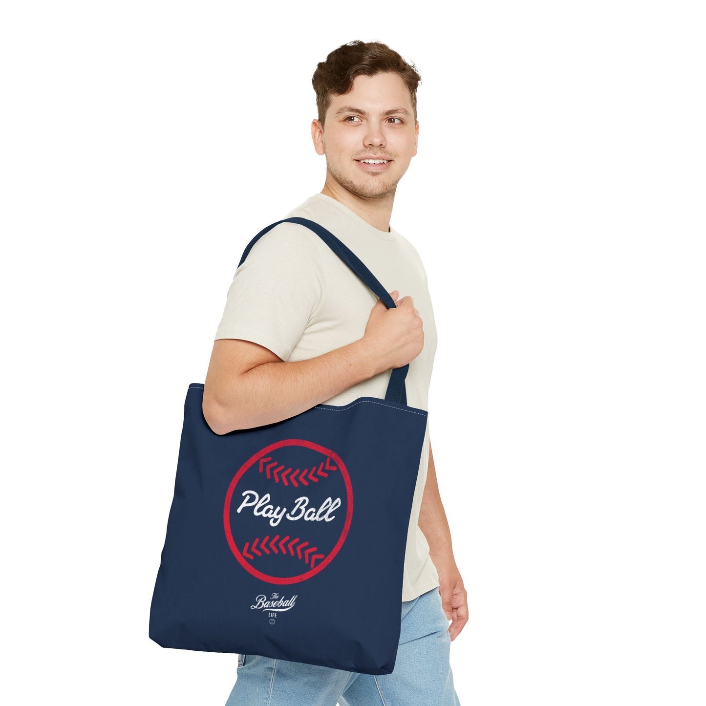 Baseball Icon Play Ball Tote Bag_Navy
