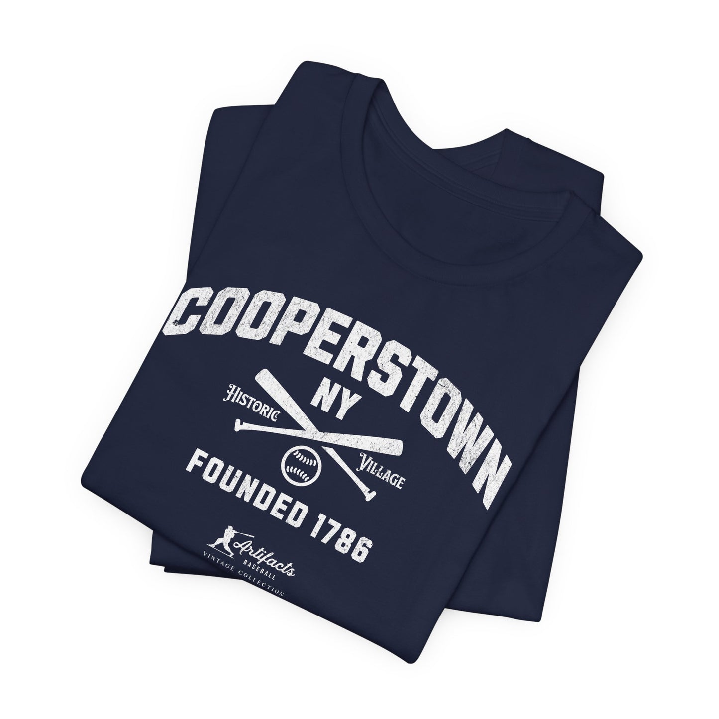 Cooperstown NY White Print_Artifacts Baseball Collection T-Shirt