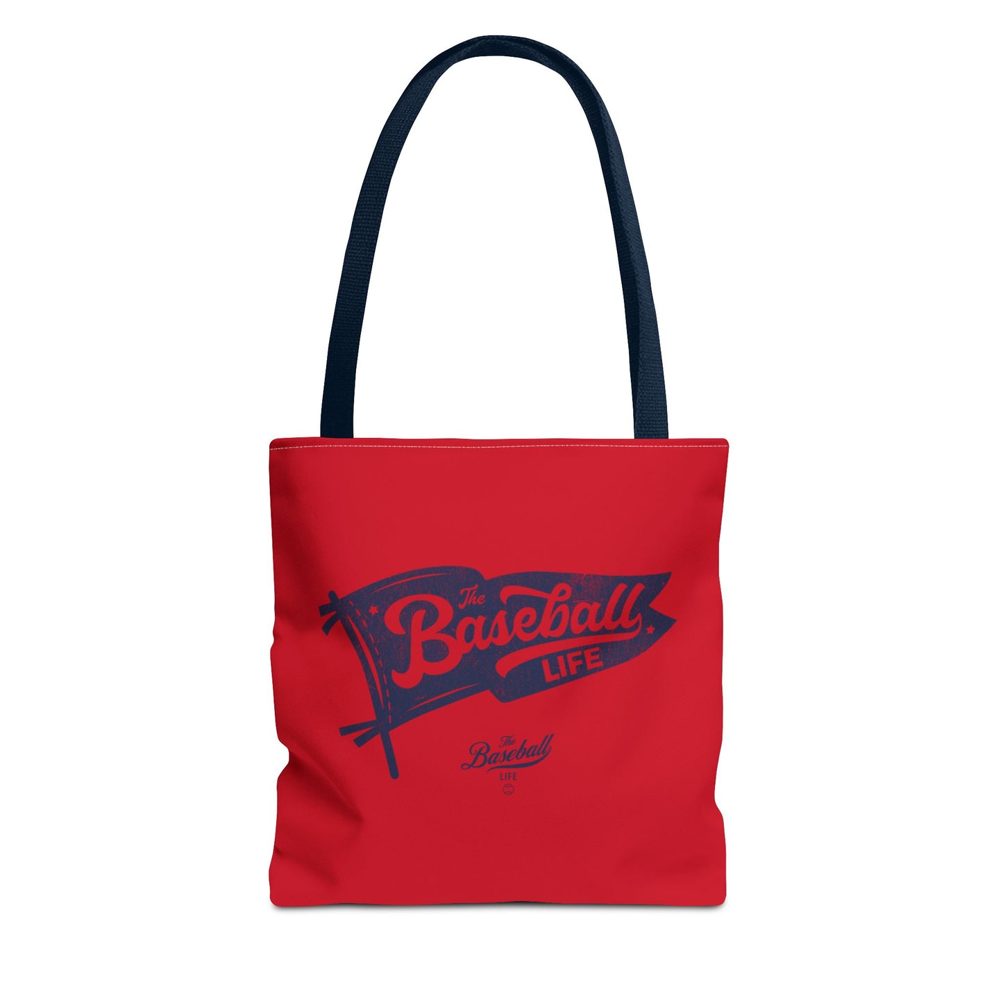 Vintage Pennant Tote Bag_Navy Print on Red
