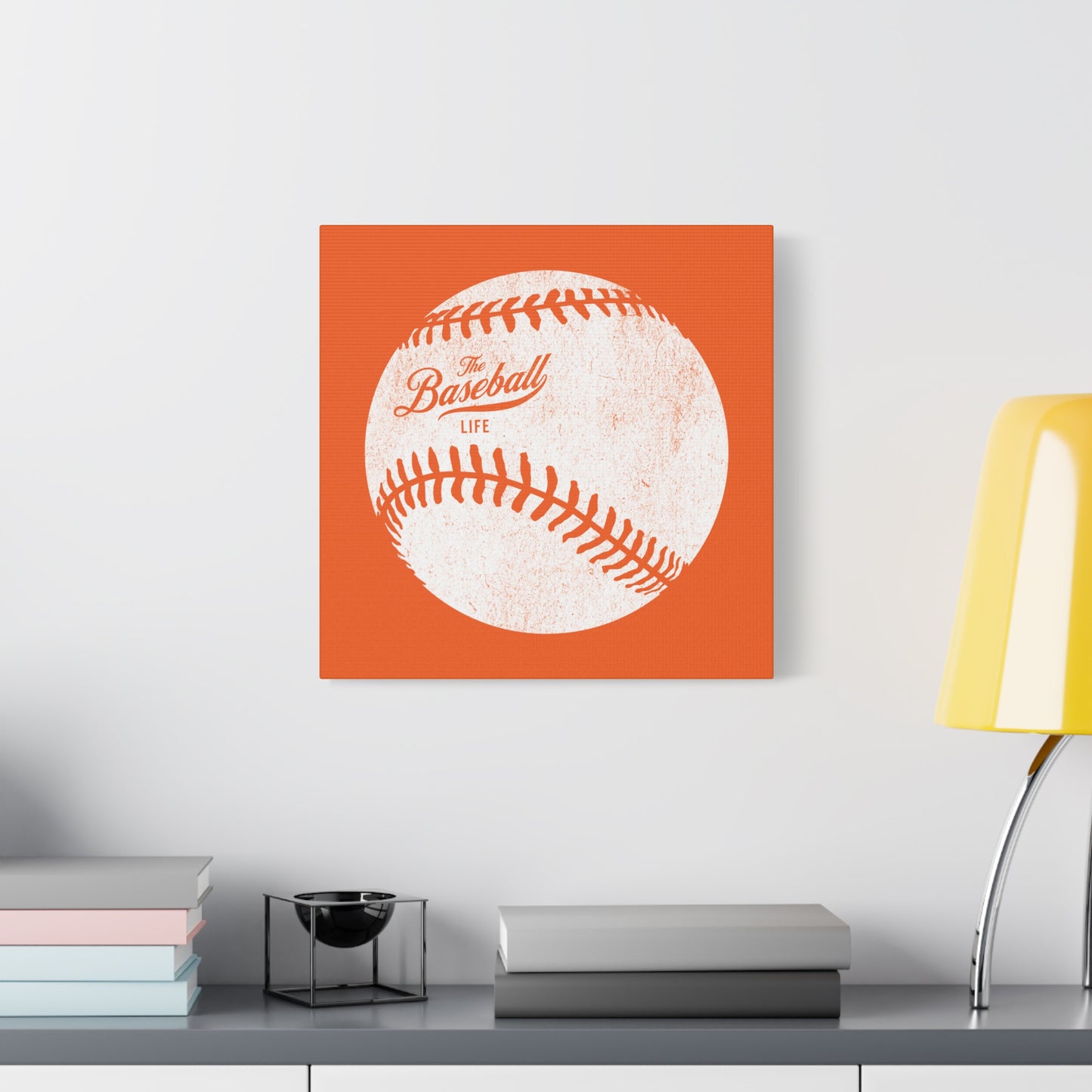 Weathered Baseball Wall Art Canvas_Orange