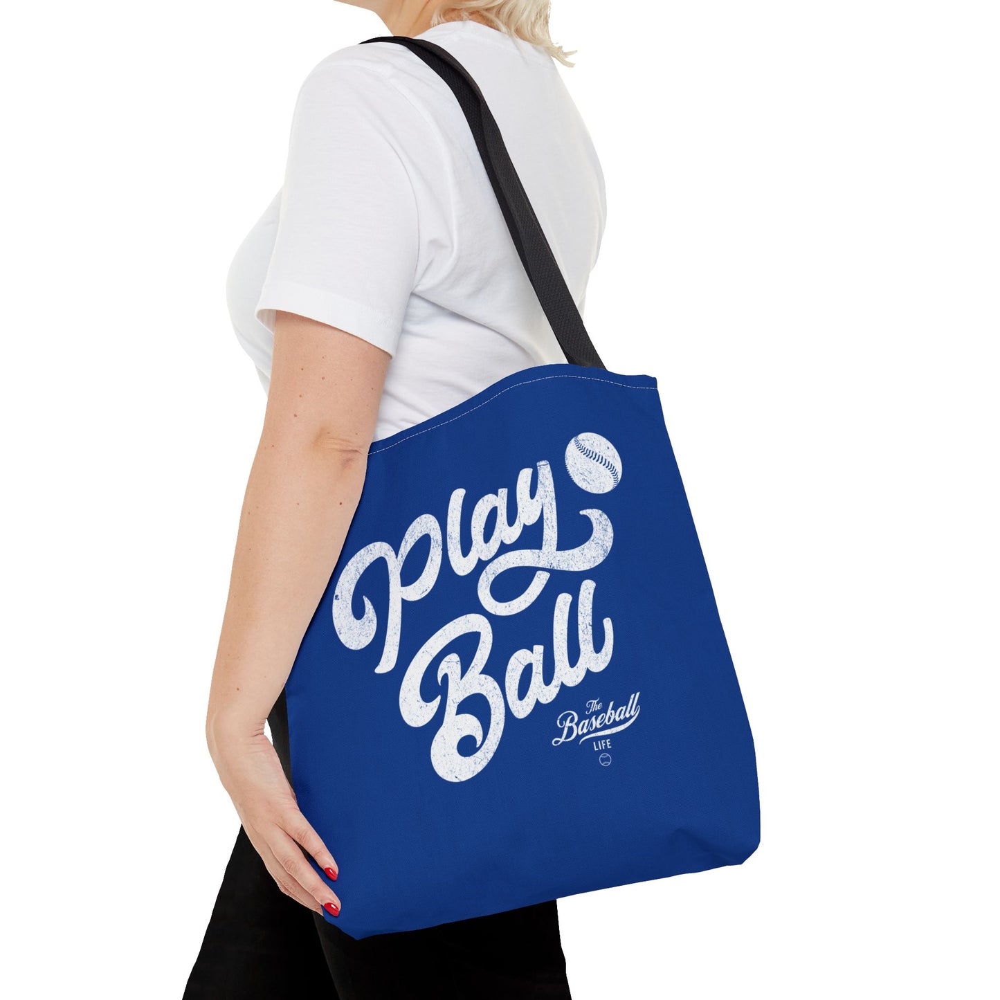 Play Ball Script Tote Bag_Royal Blue
