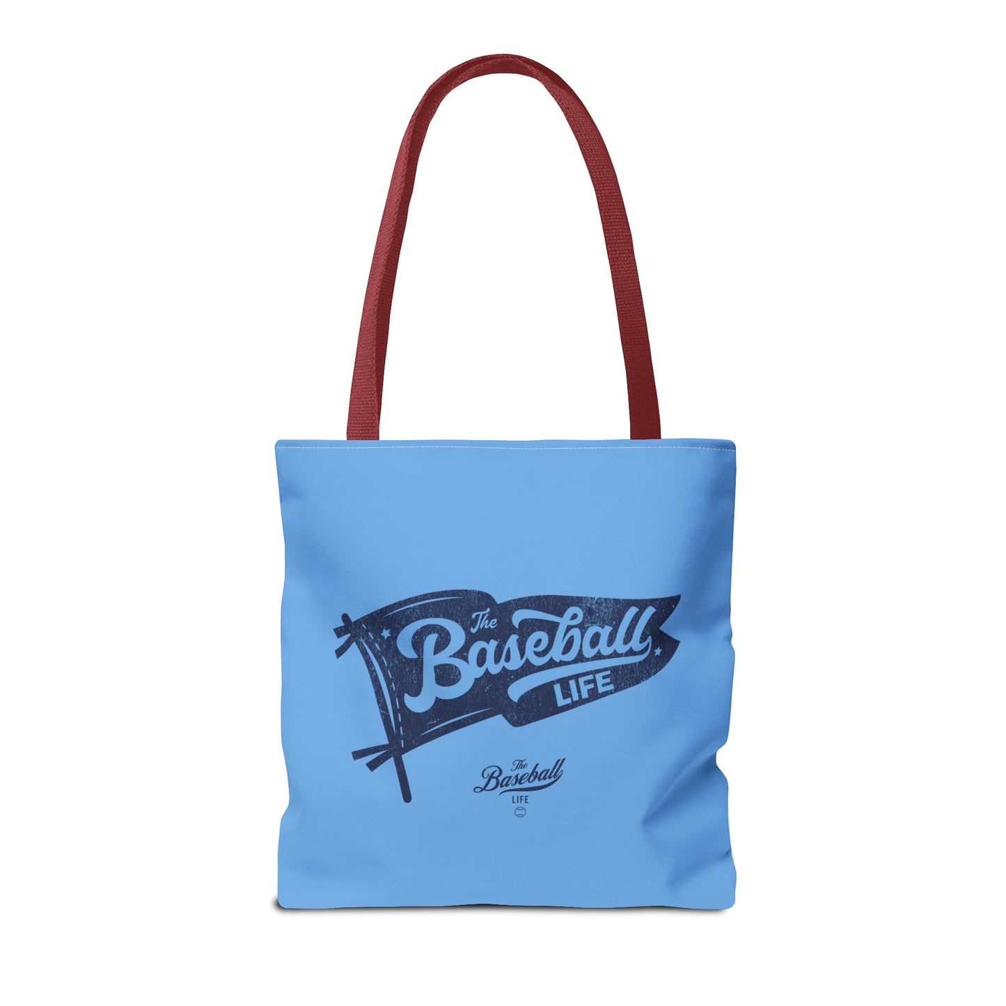 Vintage Pennant Tote Bag_Navy Print on Carolina Blue