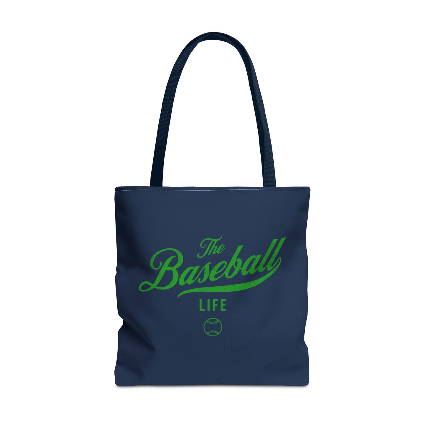 The Baseball Life Tote Bag_Navy w Green Print