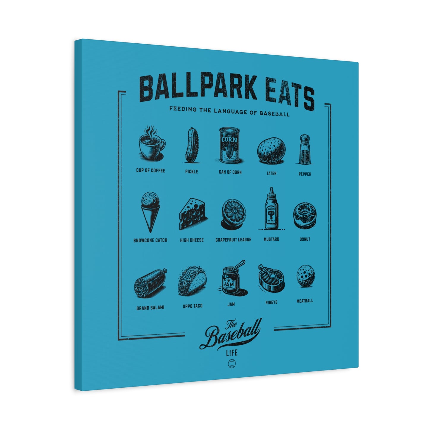 Ballpark Eats_Feeding the Language of Baseball Wall Art Canvas_Aqua