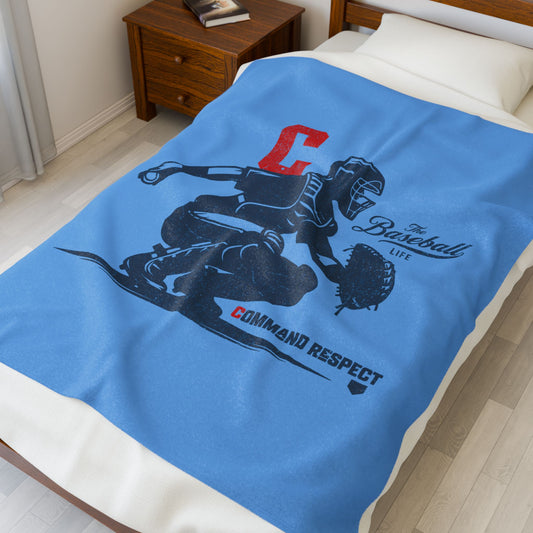 Velveteen Plush Blanket_Catcher_Command Respect_Carolina Blue