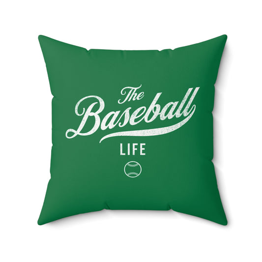 The Baseball Life Accent Pillow_Green w White Print