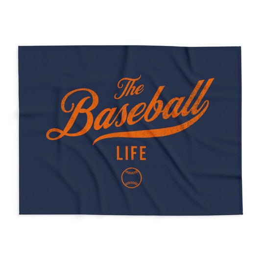 Fleece Blanket_Navy w Orange Print