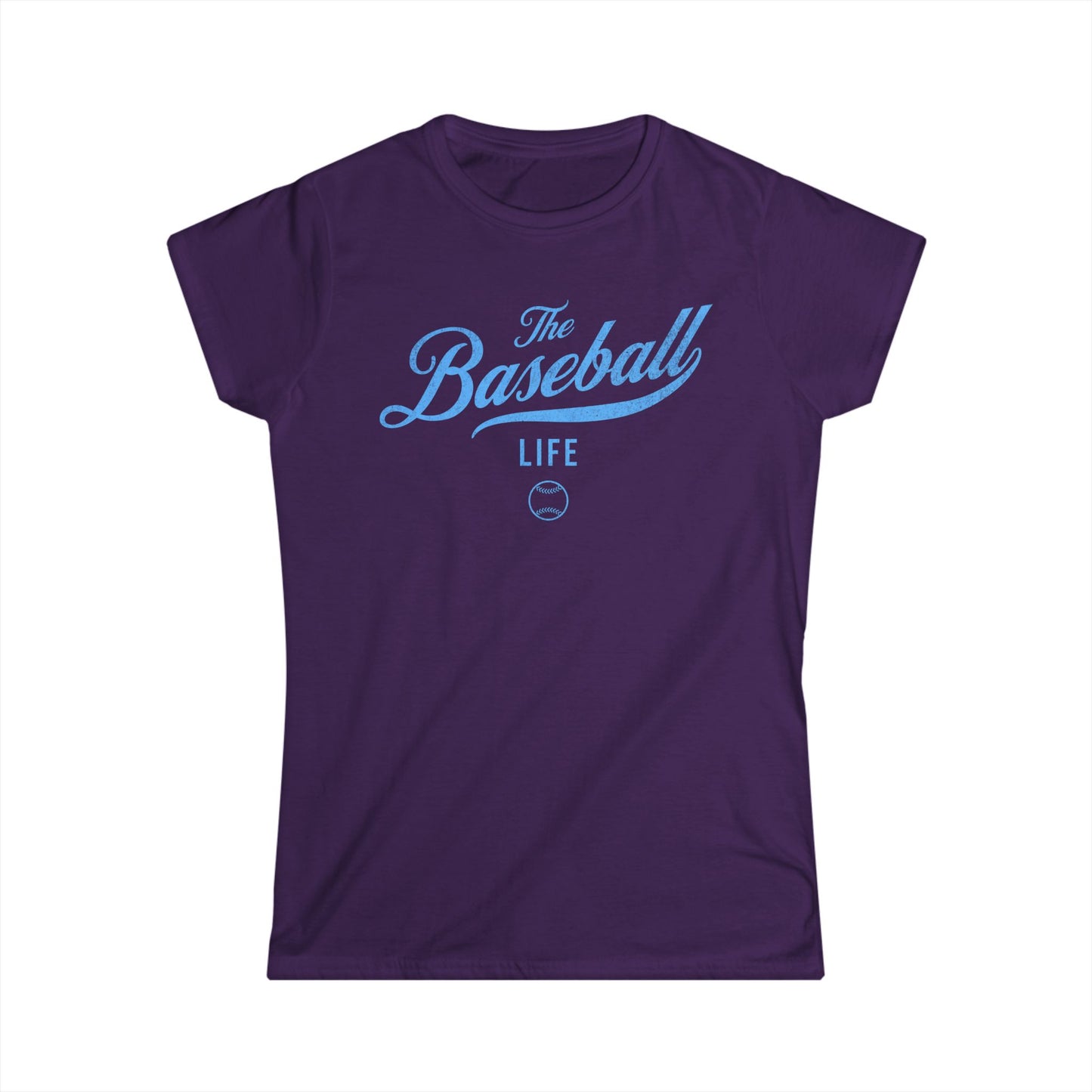 The Baseball Life Classic Script Tee_Women's_Carolina Blue Print
