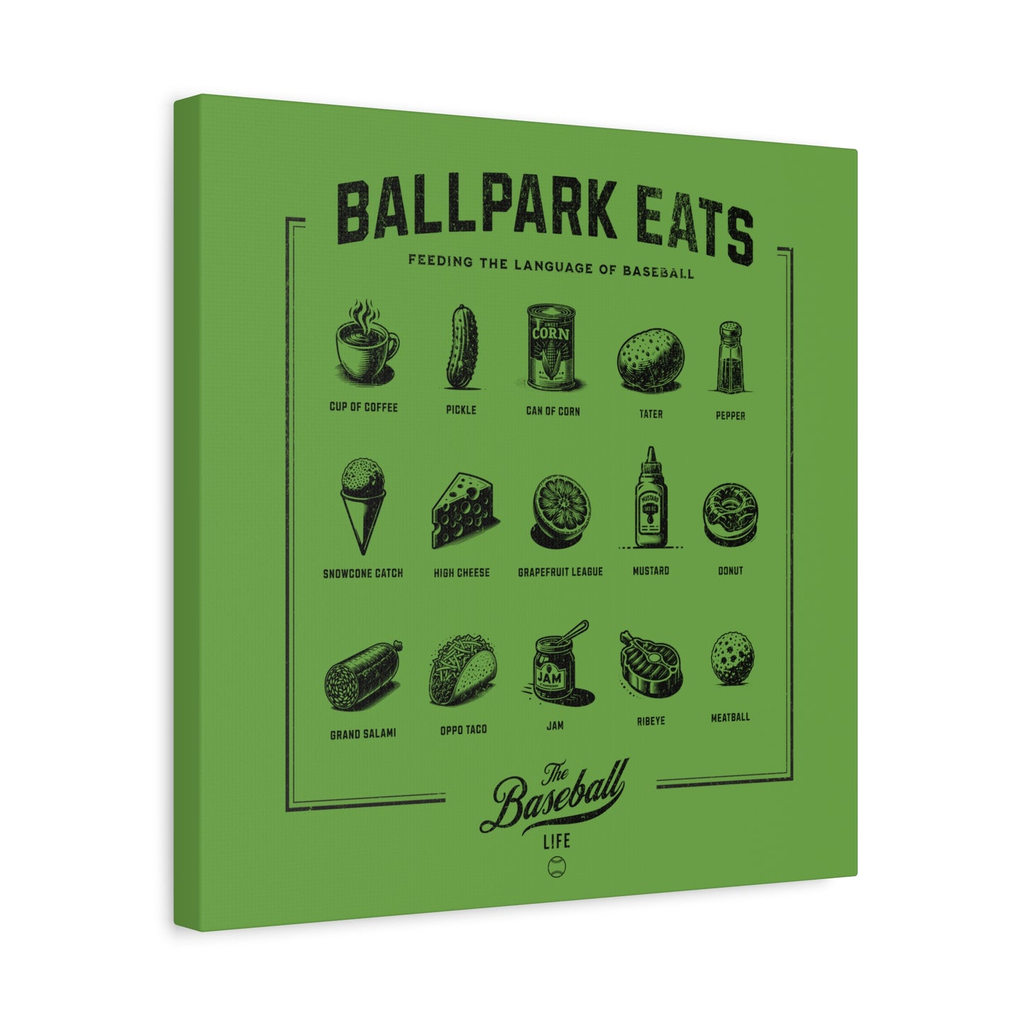 Ballpark Eats_Feeding the Language of Baseball Wall Art Canvas_Grass Green
