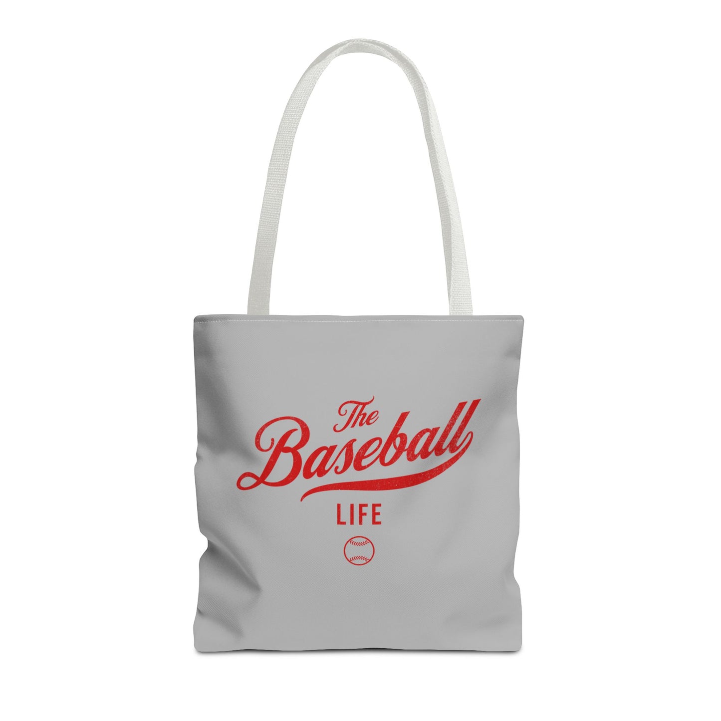 The Baseball Life Tote Bag_Gray w Red Print