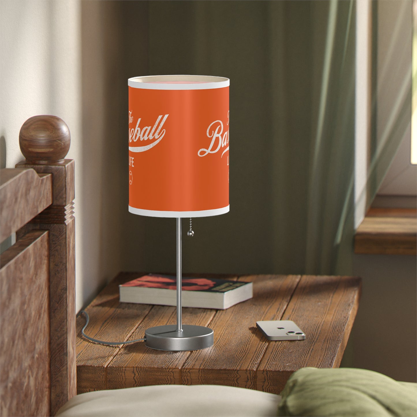 Table Lamp_Orange w White Print