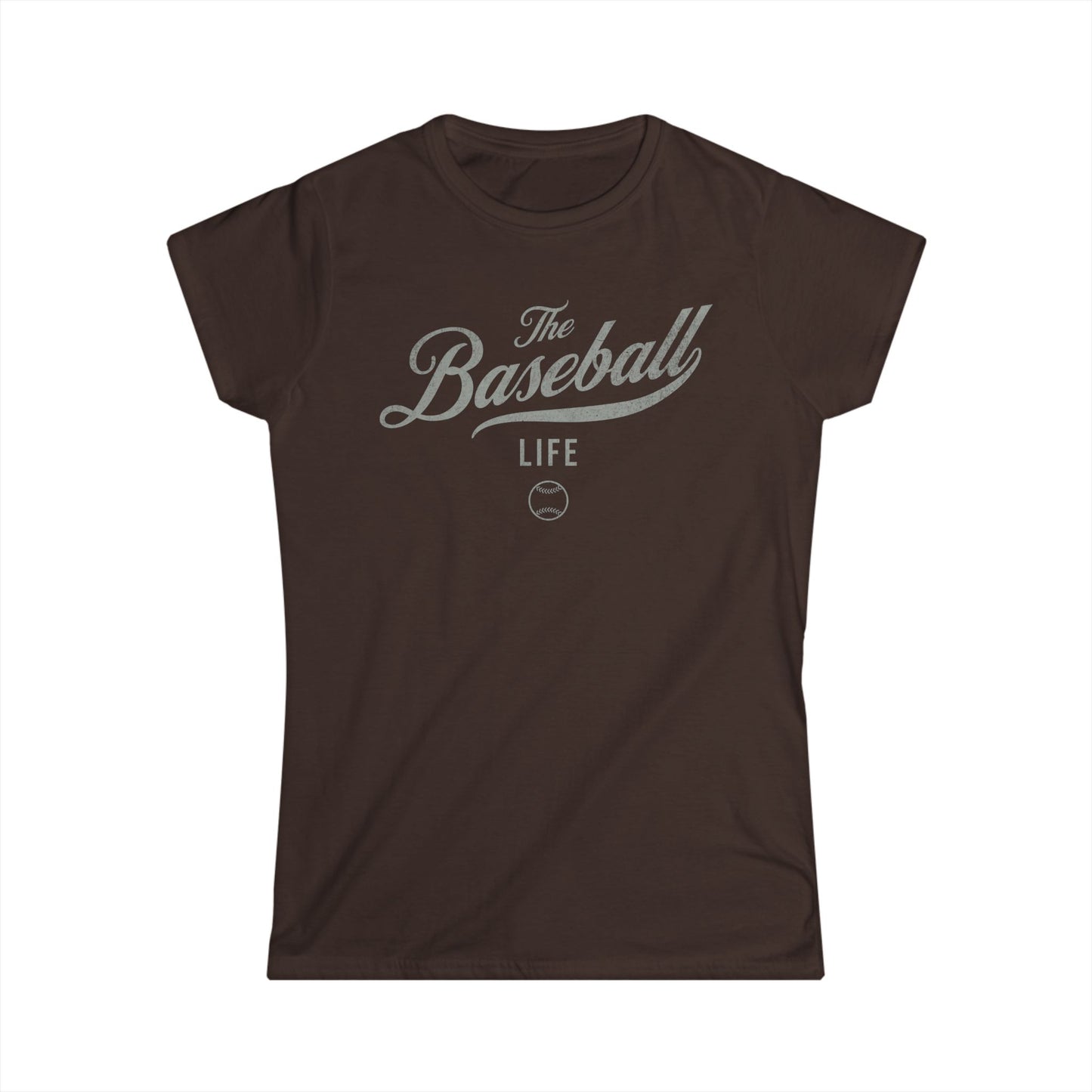 The Baseball Life Classic Script Tee_Women's_Silver Gray Print
