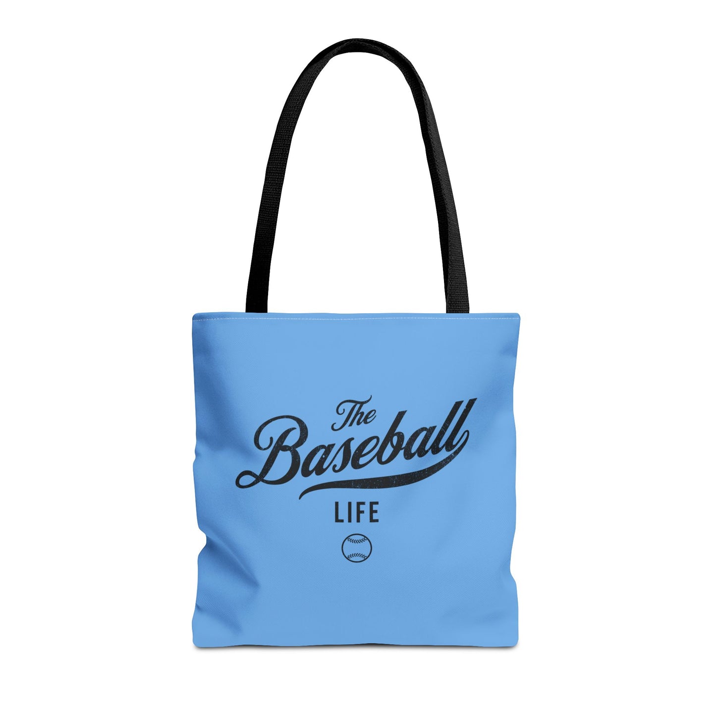 The Baseball Life Tote Bag_Carolina Blue w Black Print