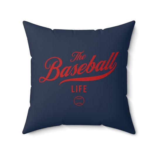 The Baseball Life Accent Pillow_Navy w Red Print