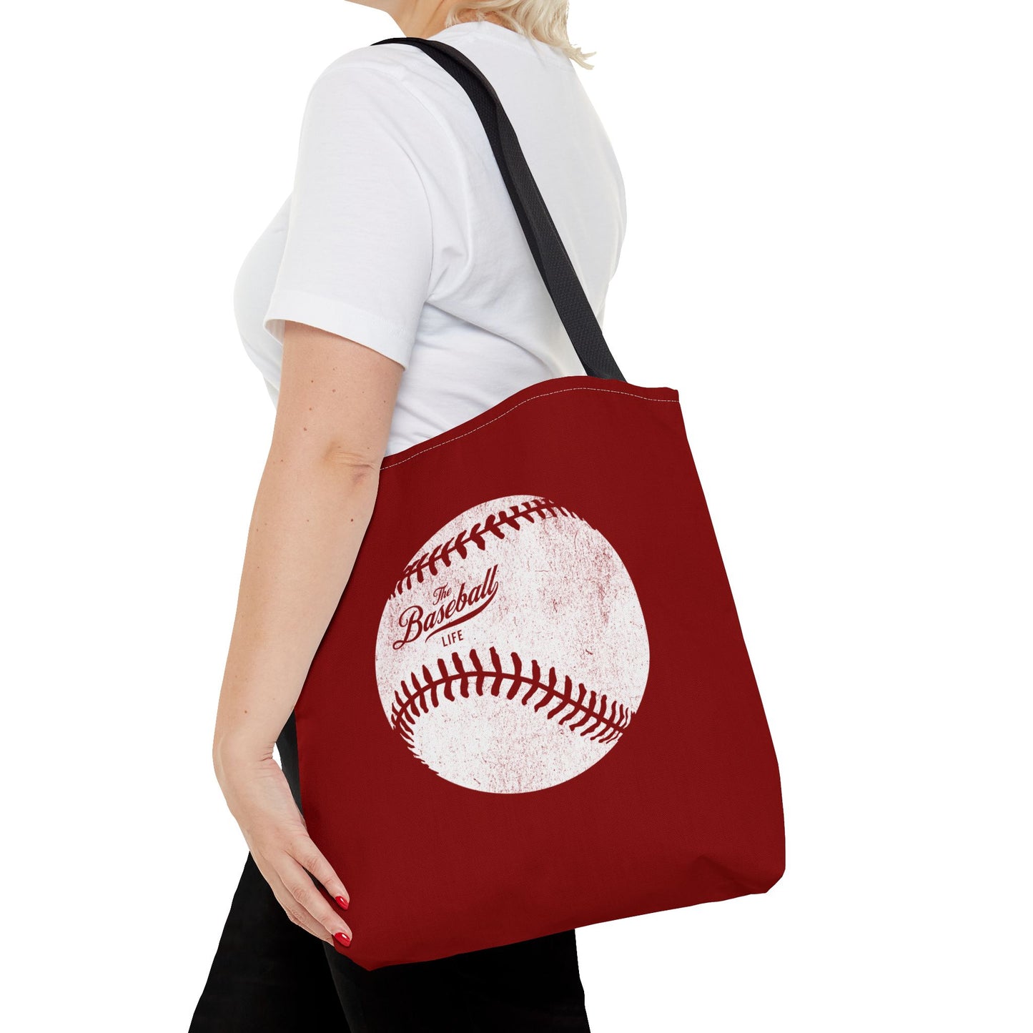 Weathered Baseball Tote Bag_Maroon