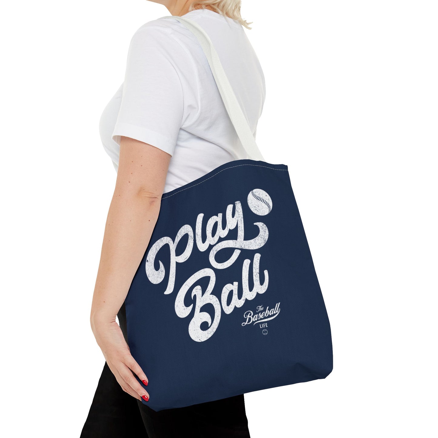 Play Ball Script Tote Bag_Navy