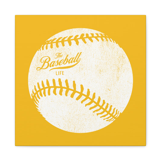 Weathered Baseball Wall Art Canvas_Yellow Gold