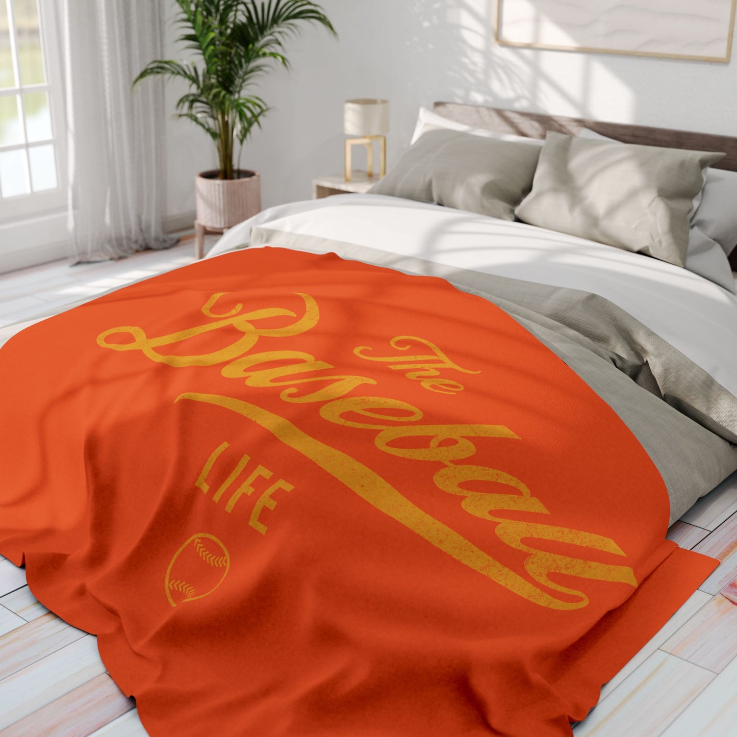 Fleece Blanket_Orange w Yellow Gold Print