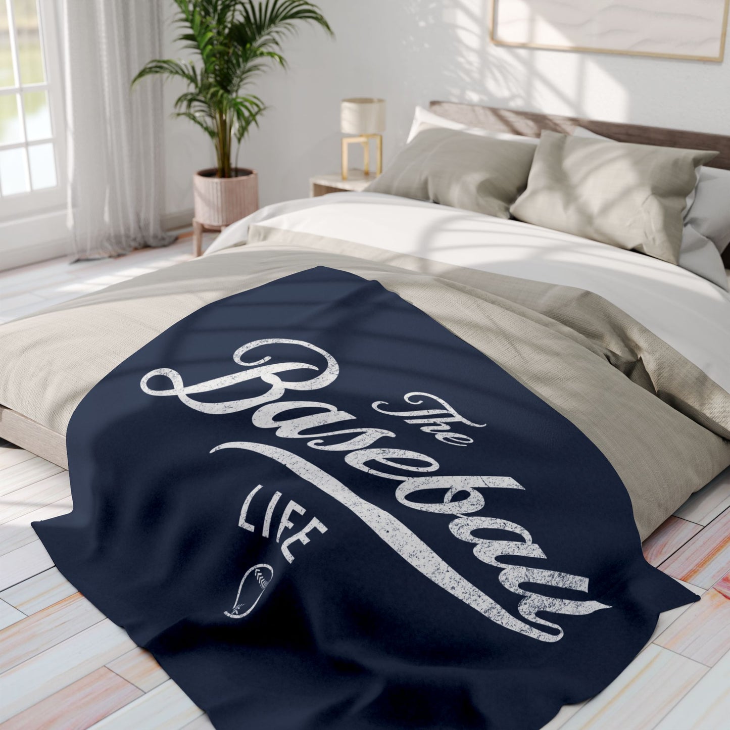 Fleece Blanket_Navy w White Print