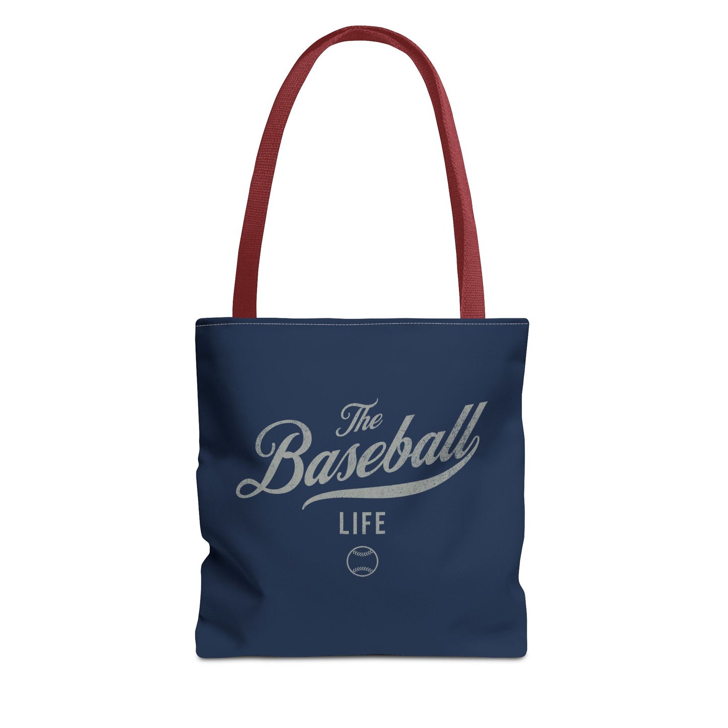 The Baseball Life Tote Bag_Navy w Silver Gray Print