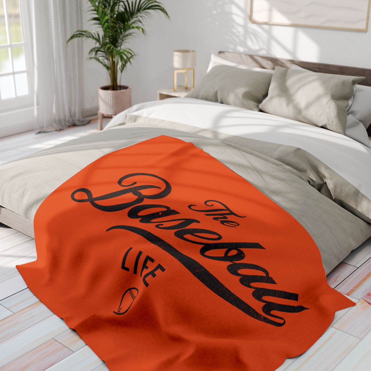 Fleece Blanket_Orange w Black Print