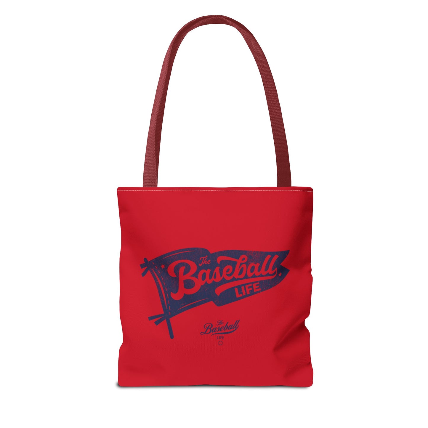 Vintage Pennant Tote Bag_Navy Print on Red