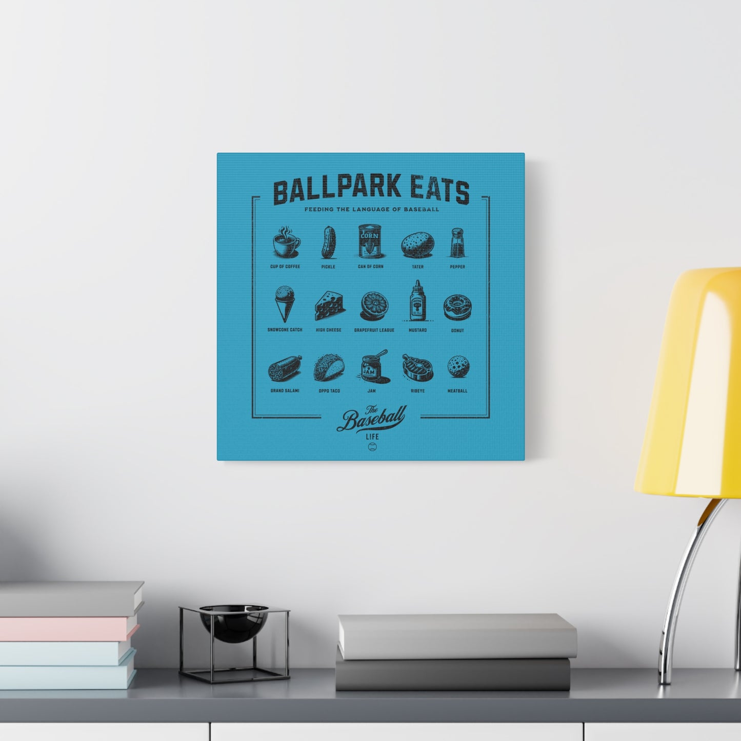 Ballpark Eats_Feeding the Language of Baseball Wall Art Canvas_Aqua