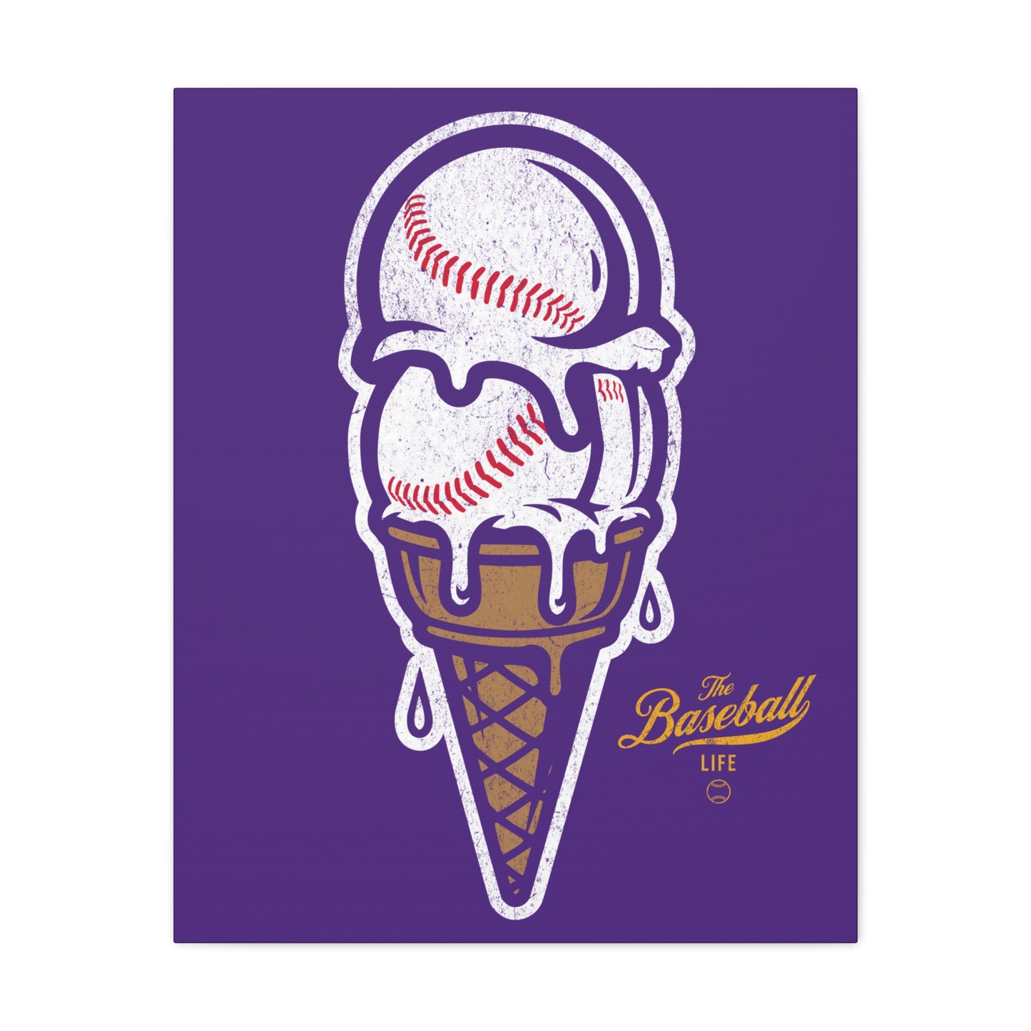 Baseball Ice Cream Cone Wall Art Canvas_Purple