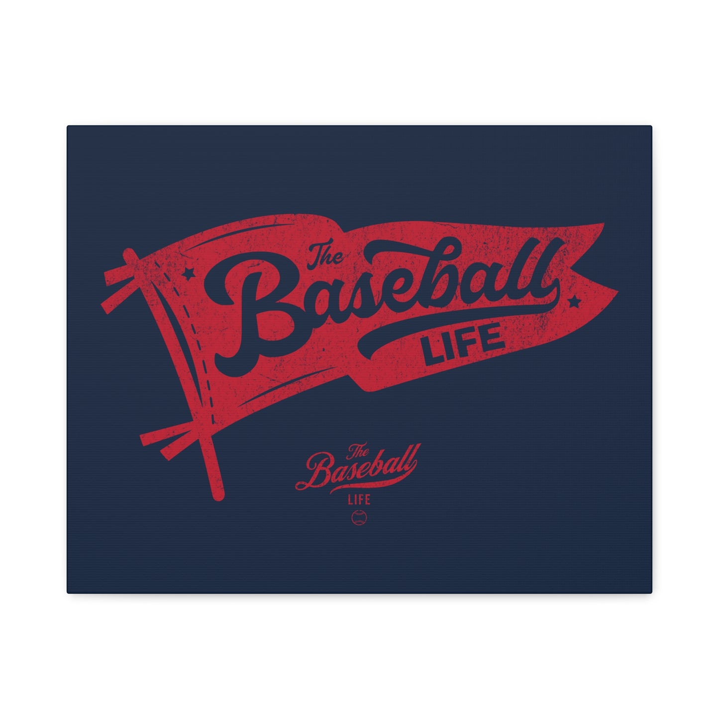 Classic Pennant Wall Art Canvas_Red Print on Navy