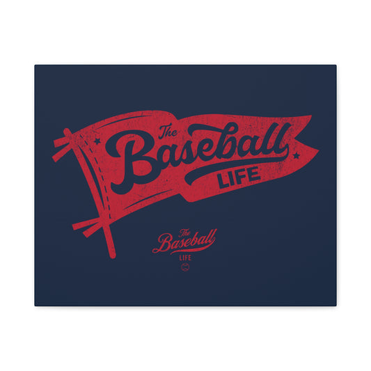 Classic Pennant Wall Art Canvas_Red Print on Navy