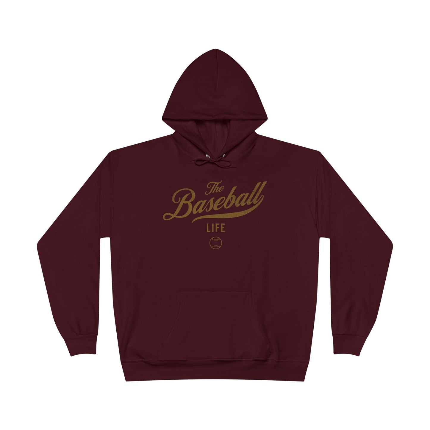The Baseball Life Hoodie w/Grommets_Old Gold Print