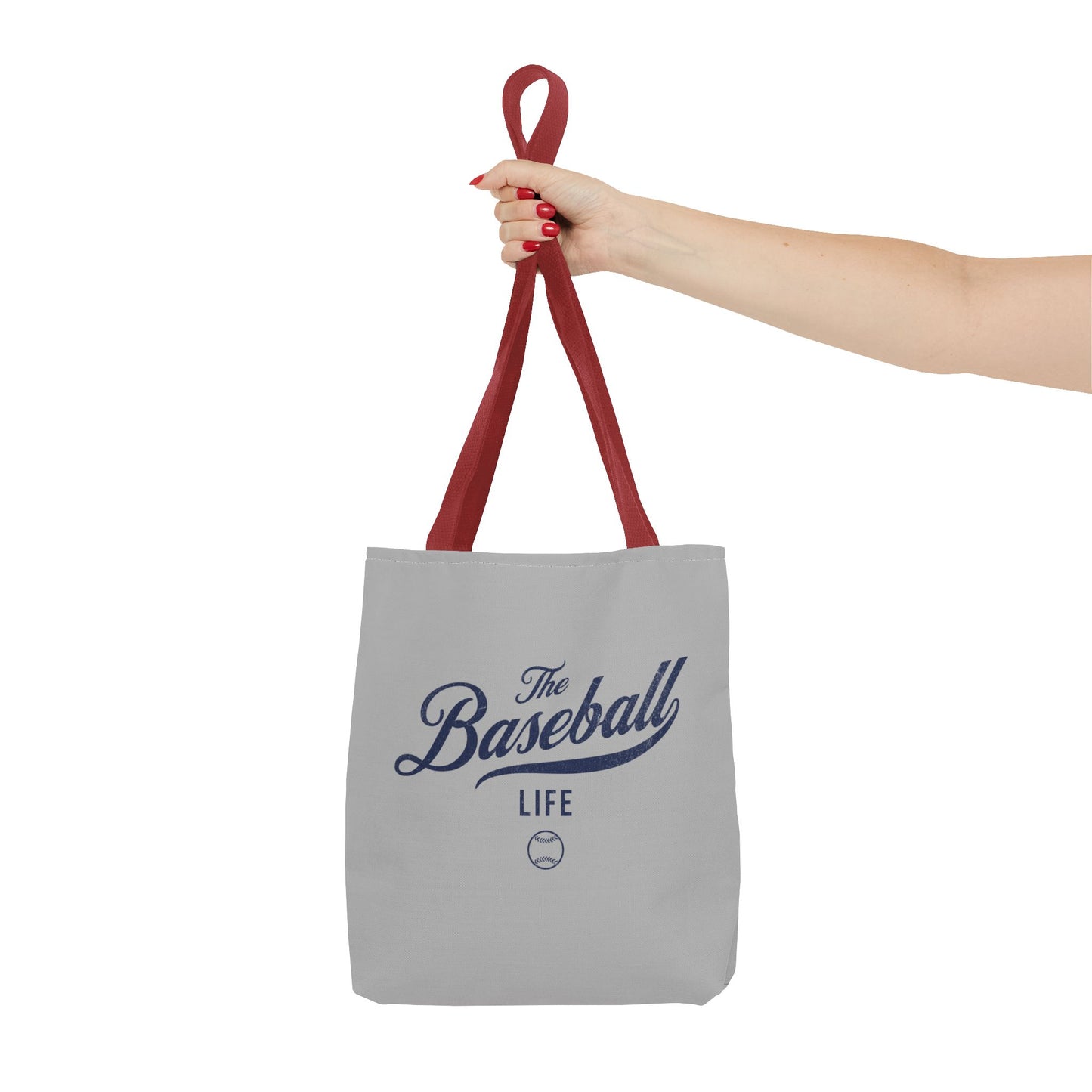 The Baseball Life Tote Bag_Gray w Navy Print