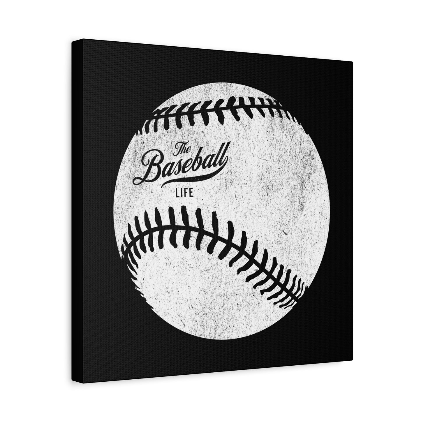 Weathered Baseball Wall Art Canvas_Black
