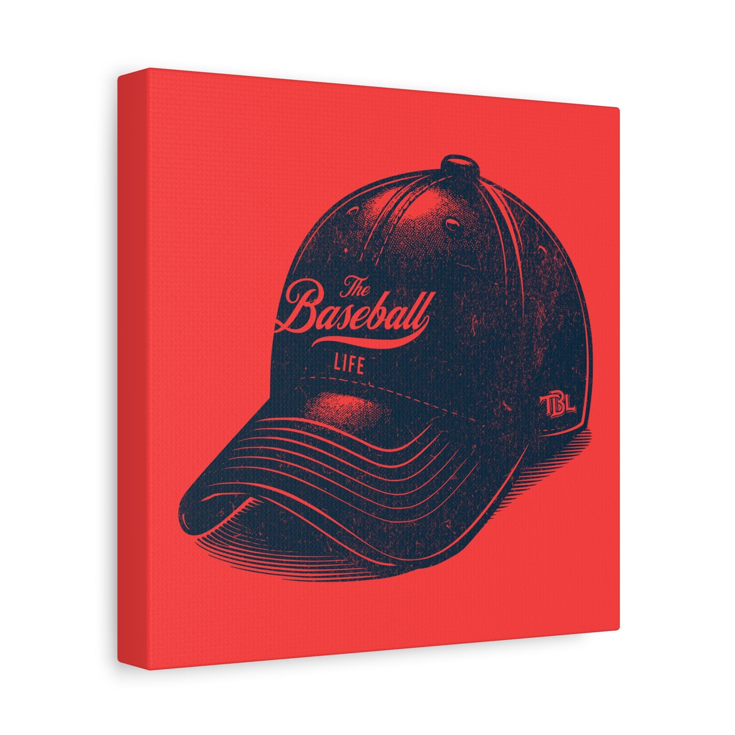 The Baseball Life Ball Cap Wall Art Canvas_Coral Red