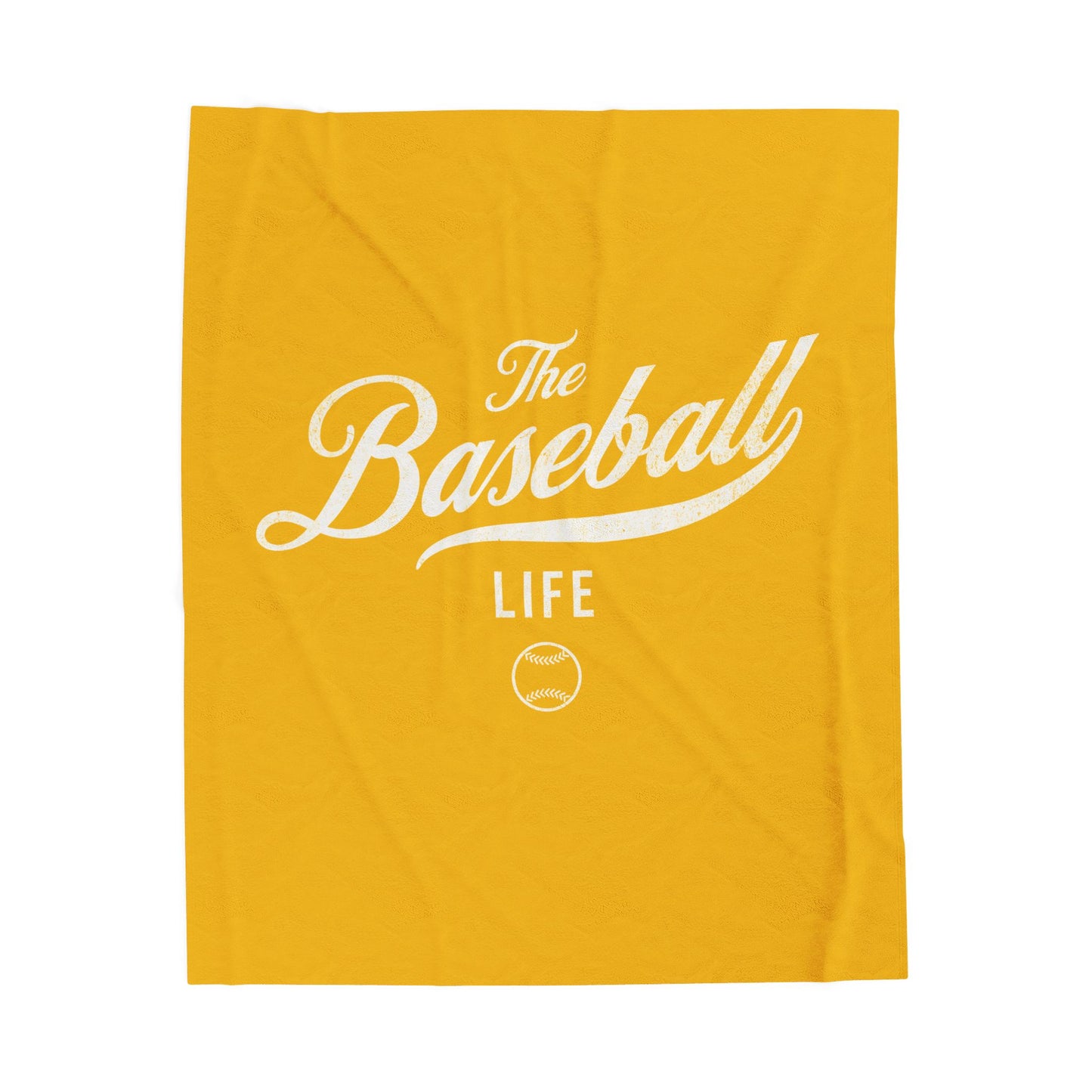 Velveteen Plush Blanket_Yellow Gold with White Print