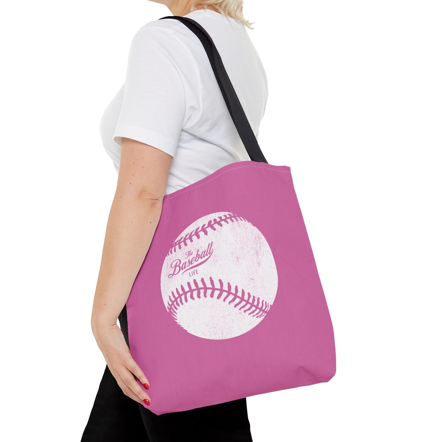 Weathered Baseball Tote Bag_Bubble Gum